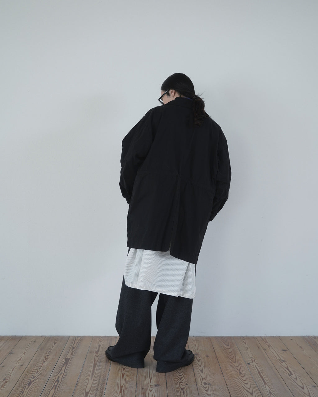 Oiled Wax Washed Moleskin 6-pocket Coverall <#black>