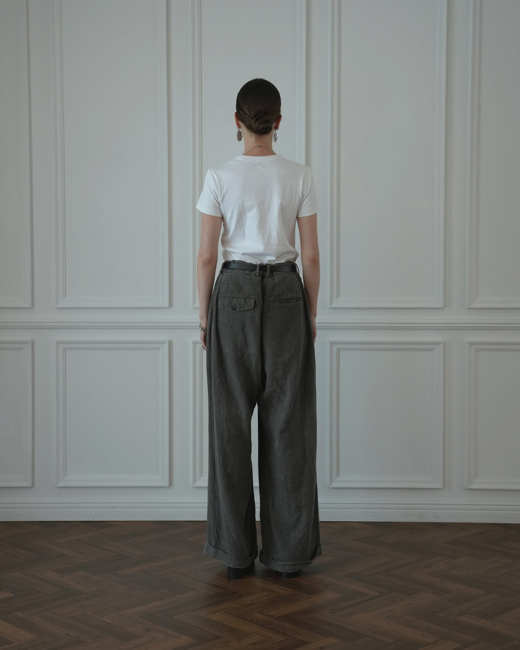 Double Hem Coin Pocket 2Tuck Wide Slacks.