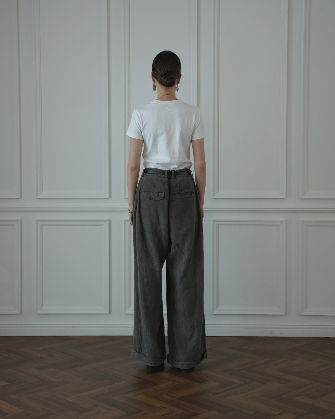 Double Hem Coin Pocket 2Tuck Wide Slacks.