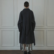 Back Flare A-Line Officer Bal Collar Coat.
