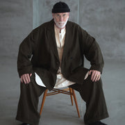Back-Open Peak Lapel Double-Breasted Over Jacket.