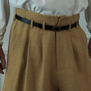 High Waist 2 Tuck Wide Half Trousers.