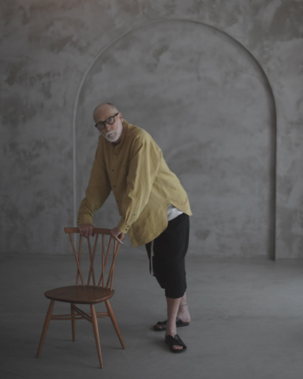 Band Collar Henley Neck Like Atelier Shirt.