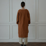 Key Neck Side Slit Long Length Pullover Shirt.