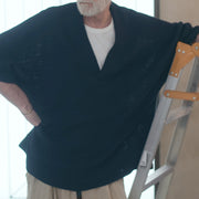 Waffle Russell V Neck 3/4 Sleeve Dolman Knit Pullover.