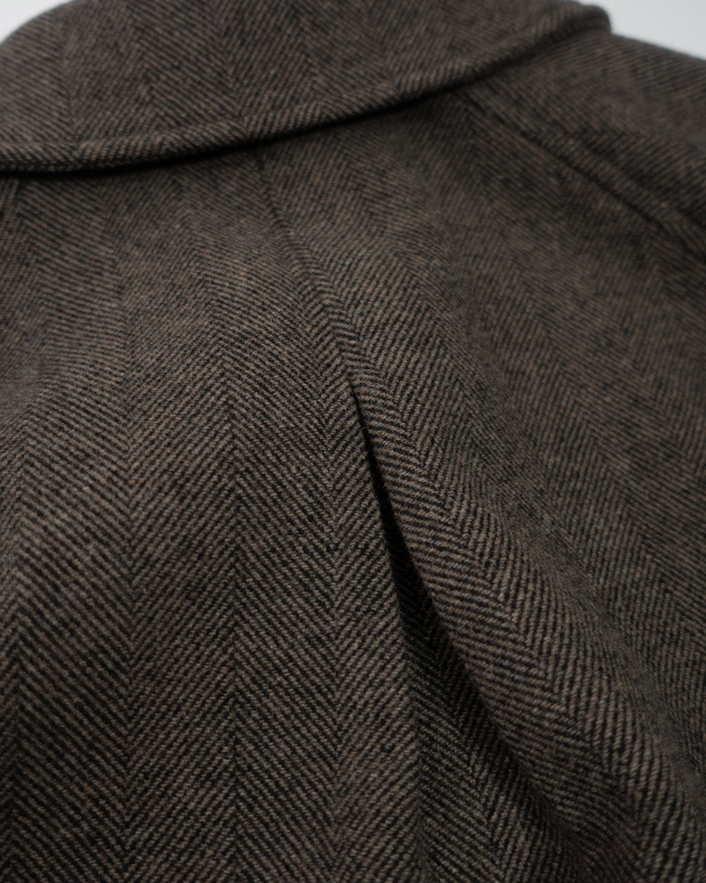 Wool Blend Herringbone Tweed Volume Zip Blouson <#brown>