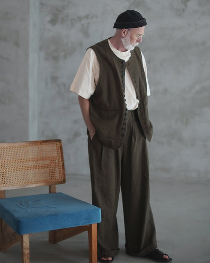 Button Design Crew Neck Vest〈 000006-03 〉