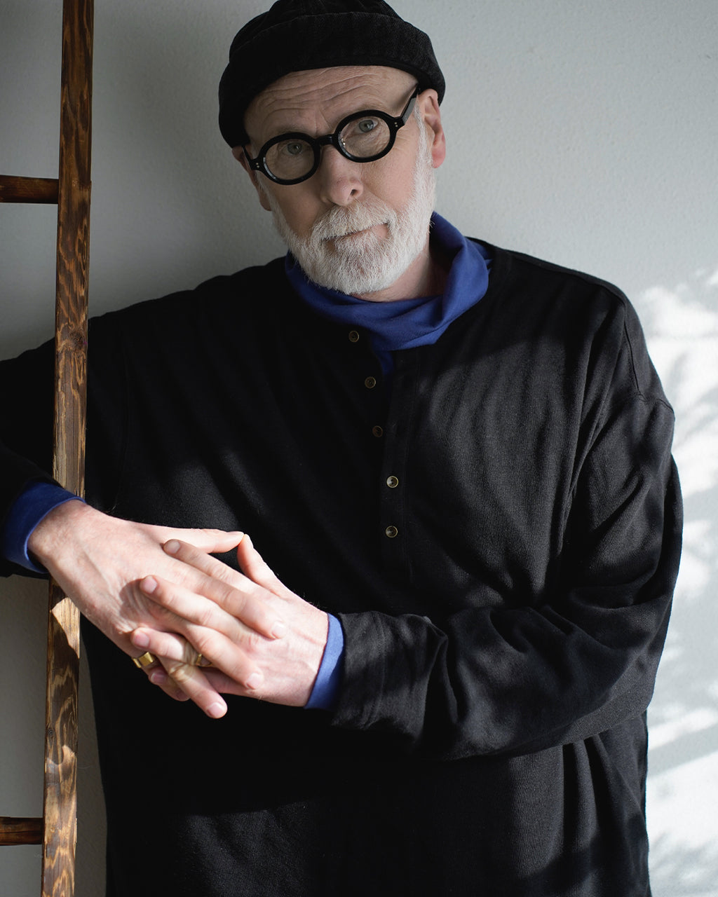 Super100s WOOL Plating Turtleneck L/S Logo TEE <#royal blue>