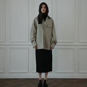 Layered Design Dress Military Shirt.