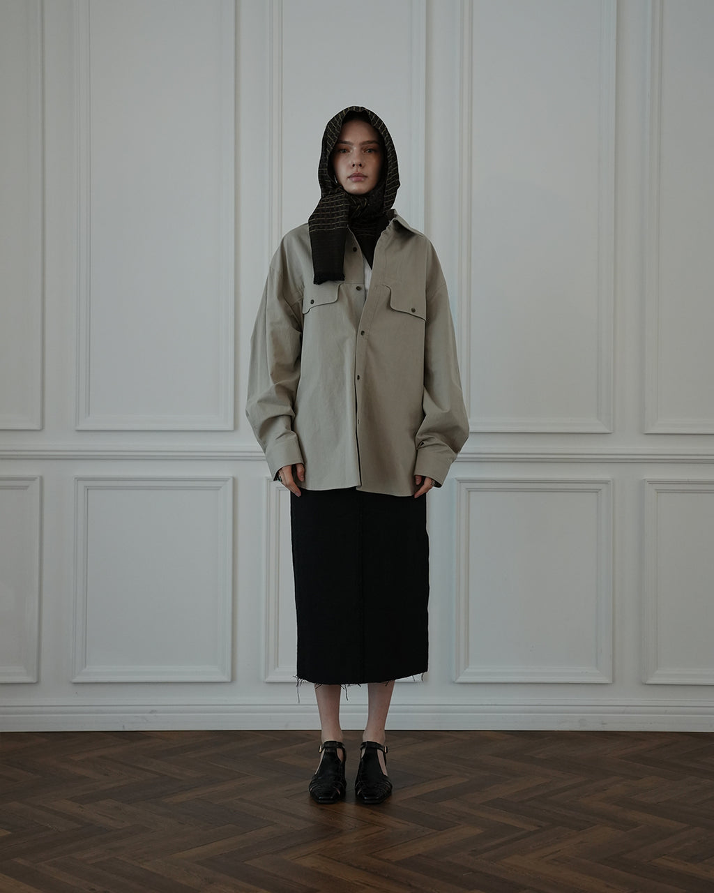 Layered Design Dress Military Shirt.