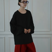Crew Neck LS Tuck Rib Pullover.