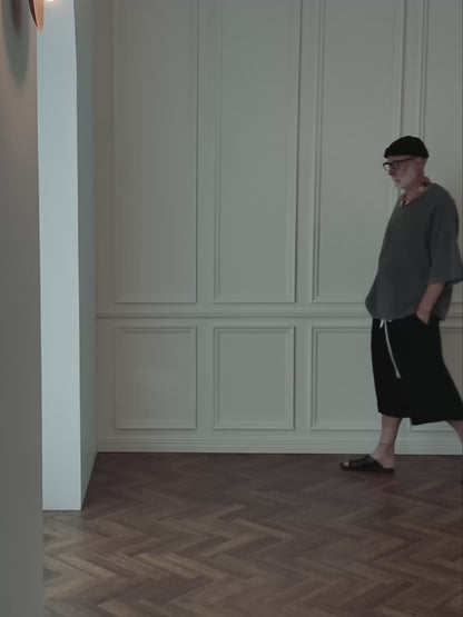 High Waist 2 Tuck Wide Half Trousers.