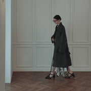 Back Flare A-Line Officer Bal Collar Coat.