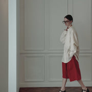 High Waist 2 Tuck Wide Half Trousers.
