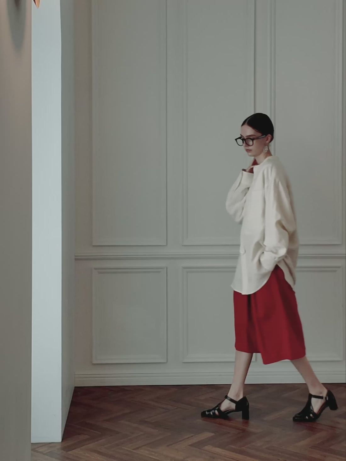 High Waist 2 Tuck Wide Half Trousers.