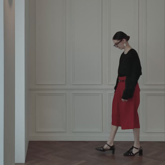 High Waist 2 Tuck Wide Half Trousers.