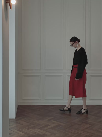 High Waist 2 Tuck Wide Half Trousers.