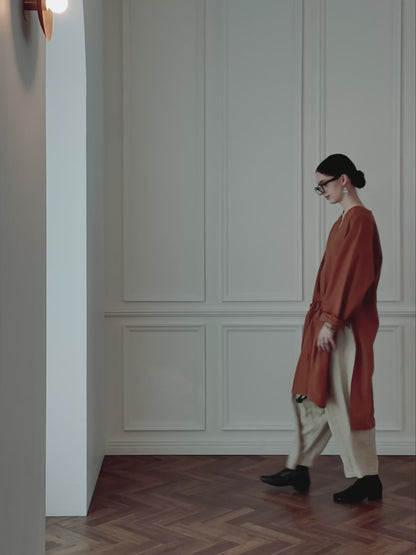 Key Neck Side Slit Long Length Pullover Shirt〈 000007-11 〉