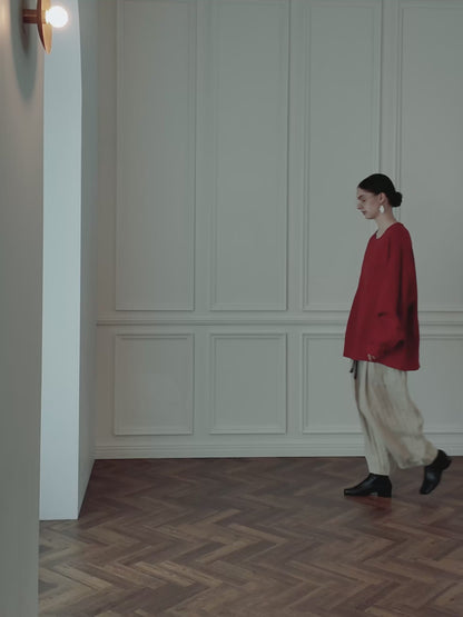 Crew Neck LS Tuck Rib Pullover
