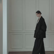 Back-Open Peak Lapel Double-Breasted Over Jacket.