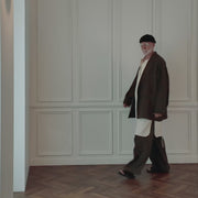 Back-Open Peak Lapel Double-Breasted Over Jacket.